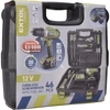 EXTOL akkus fúrócsavarozó, 12V, Li-ion, 1db 1300 mAh akku + 46 db szerszám klt